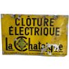 Vintage French Paris Cloture Electrique Electric Fence Electrical Sign Warning Double Sided circa 1970-80's