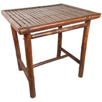 Vintage Asian Bamboo Cane Canework Plant Pot Ornament Display Flower Stand Small Table Conservatory Tabouret c1960's