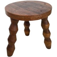 Stool Vintage French Traditional Brutalist Chunky Milking Stool Small Chair Stand Plinth Seating Plant Tabouret c1950-60's