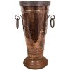 Vintage French Villedieu Copper Handled Metal Umbrella Walking Stick Stand Storage Pot Container Hallway Entryway Fireplace c1960-70's