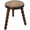 Stool Vintage French Tripod Bobbin Style Leg Chair Seat Wooden Milking Kitchen Table Plant Rest Stand Plinth Tabouret c1970's