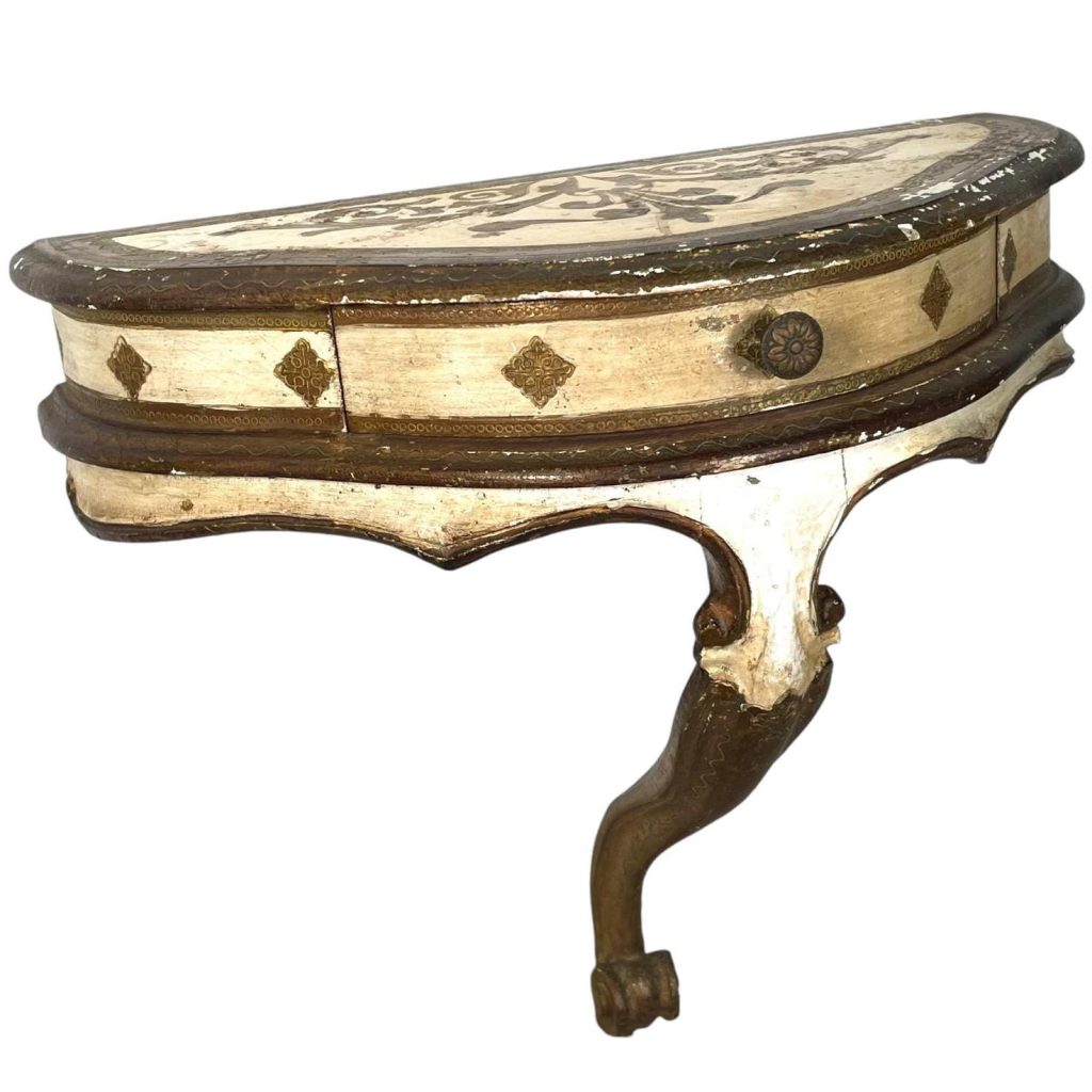 Vintage Italian Florentine Shelf Gold Sconce Consule Wood Ornately Decorated Wall Mounted Hanging Plinth Display Stand c1930-40's
