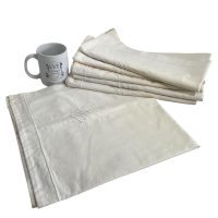 Alternative view of Vintage French Cotton Pillow Case Multiples Available Monogram AM Embellished Embroidered Bed Linen Square Cushion Cover c1940-50's