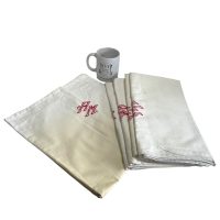 Alternative view of Vintage French Cotton Pillow Case Multiples Available Monogram AM Embellished Embroidered Bed Linen Square Cushion Cover c1940-50's