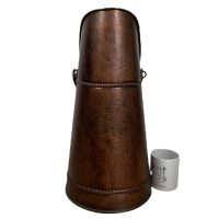 Alternative view of Vintage French Artisian Made Heavy Copper Brass Metal Coal Shuttle bucket fireplace fire place furniture umbrella stick stand c1980's