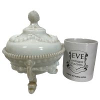 Alternative view of Vintage French White Vallerysthal Dauphins Opaline Milk Glass Candy Dish Display Bowl c1930's