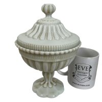 Alternative view of Vintage French White Vallerysthal Opaline Milk Glass Candy Dish Display Bowl c1930's