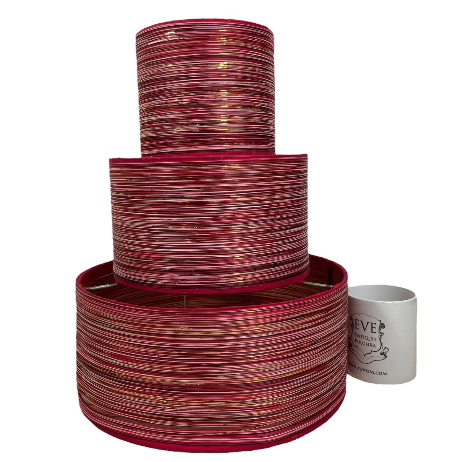 Vintage French Lame Gold Thread Red Lamp Shade Lampshade Desk Table Light DAMAGED c1970-80’s 2 Vintage French Lame Gold Thread Red Lamp Shade Lampshade Desk Table Light DAMAGED c1970-80's - Image 2