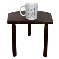 Alternative view of Vintage French Wooden Home Made Milking Stool Seat Table Farm D Shaped Seat Plant Rest Stand Plinth Tabouret c1950-60's