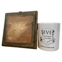 Alternative view of Antique French Layered Glass Painting Bird In Golden Frame PrGlass Fronted Gold Painted Frame Flowers Garden Scene circa 1910-20