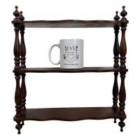 Alternative view of Vintage French Wooden Three Shelf Tier Wall Hanging Mounted Large Shelving Unit Country Cottage Arts Crafts Drawer circa 1970's