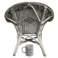 Alternative view of Vintage French Child's Chair Woven White Wicker On Wooden Pole Wooden Painted Shabby Chic Rest Child Seating c1970-80's