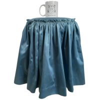 Alternative view of Vintage French Metal Fabric Wood Padded Blue Stool Chair Seat Boudoir Cushioned Covered Cover circa 1970's