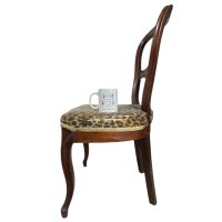 Alternative view of Vintage Chair French Recovered Leopard Skin Style Fabric Panel Dining Table Office Seat Seating Decor circa 1940-50's