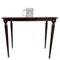 Alternative view of Vintage French Small Table Edwardian Reproduction Leather Topped Wooden Brown Display Rest Plinth Side DAMAGED LEATHER c1960's