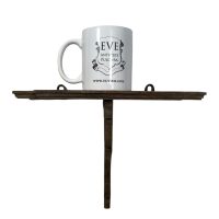 Alternative view of Vintage French Wooden Wall Hanging Small Shelf Brown Wood Ornate Shelf Rack Mounted Display Brown circa 1940-50's