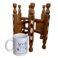 Alternative view of Vintage Small Moroccan Folding Table Tray Display Legs Ornate Wooden Support Stand Plinth Wood circa 1980-90's