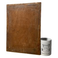 Alternative view of Vintage French Still Life Flowers Roses Figurine Oil Painting On Wood circa 1930-40's