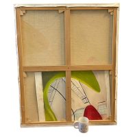 Alternative view of Vintage French Large Original Surrealist Acrylic Painting "Work Needed" Signed By Artist Painting On Canvas c1980-90's