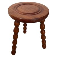 Alternative view of Stool Vintage French Tripod Bobbin Style Leg Chair Seat Wooden Milking Kitchen Table Plant Rest Stand Plinth Tabouret c1970's