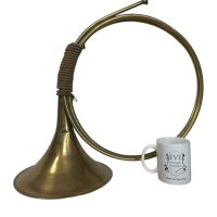 Alternative view of Vintage French Traditional Brass Hunting Horn instrument warning call hunt master hounds circa 1950-60's