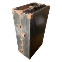 Alternative view of Antique English The Victor Large Travelling Suitcase Leather Metal Cabinet Box Storage Chest Case Luggage circa 1920's