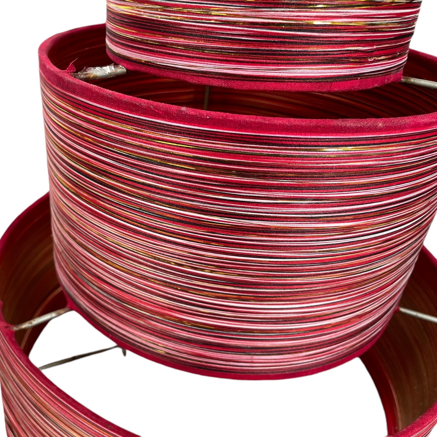 Vintage French Lame Gold Thread Red Lamp Shade Lampshade Desk Table Light DAMAGED c1970-80’s 3 Vintage French Lame Gold Thread Red Lamp Shade Lampshade Desk Table Light DAMAGED c1970-80's - Image 3