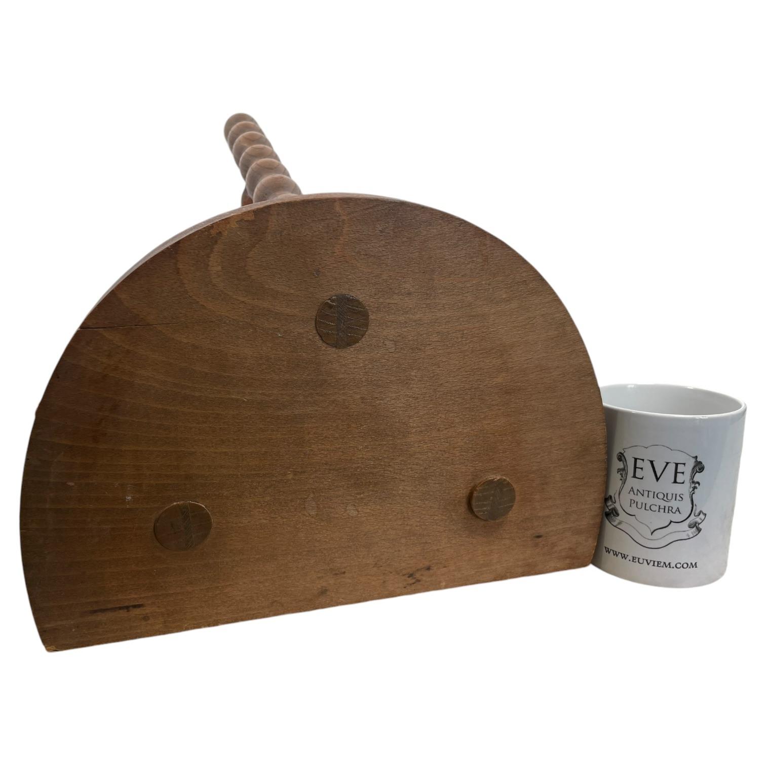 Vintage Stool French Medium Wooden Wood Bar Chair Seat Kitchen Table Farm D Shaped Seat Braced Tabouret c1960-70’s 3 Vintage Stool French Medium Wooden Wood Bar Chair Seat Kitchen Table Farm D Shaped Seat Braced Tabouret c1960-70's - Image 3