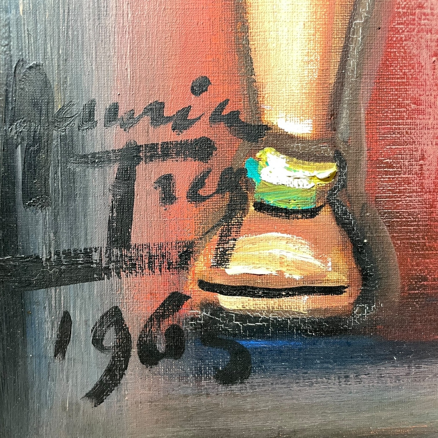 Vintage French Children Original Acrylic Painting “Siblings” Signed By Artist Agrurin Trey Painting On Canvas c1965 3 Vintage French Children Original Acrylic Painting "Siblings" Signed By Artist Agrurin Trey Painting On Canvas c1965 - Image 3