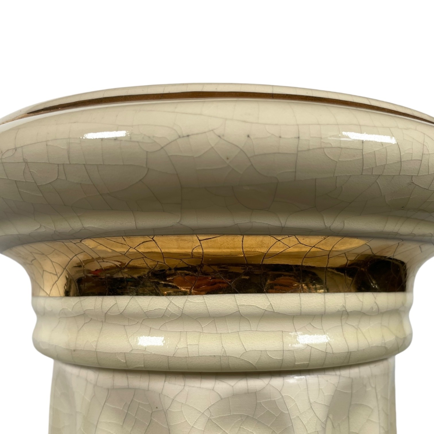 Vintage French Ceramic Pot Stand Plinth Gold Brown Beige Rest Brown Large Vase Pot Heavy c1980-90’s 4 Vintage French Ceramic Pot Stand Plinth Gold Brown Beige Rest Brown Large Vase Pot Heavy c1980-90's - Image 4