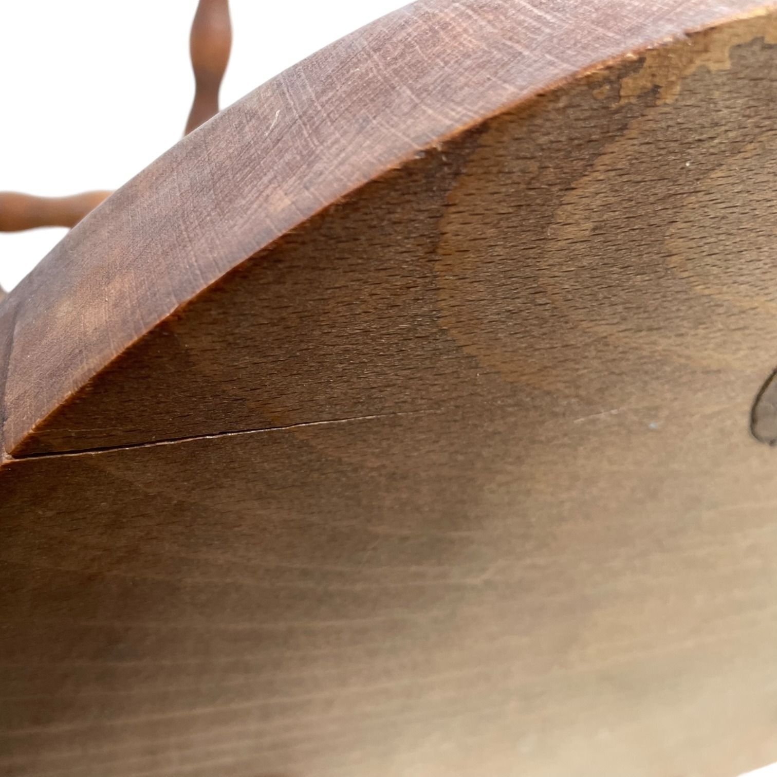 Vintage Stool French Medium Wooden Wood Bar Chair Seat Kitchen Table Farm D Shaped Seat Braced Tabouret c1960-70’s 4 Vintage Stool French Medium Wooden Wood Bar Chair Seat Kitchen Table Farm D Shaped Seat Braced Tabouret c1960-70's - Image 4