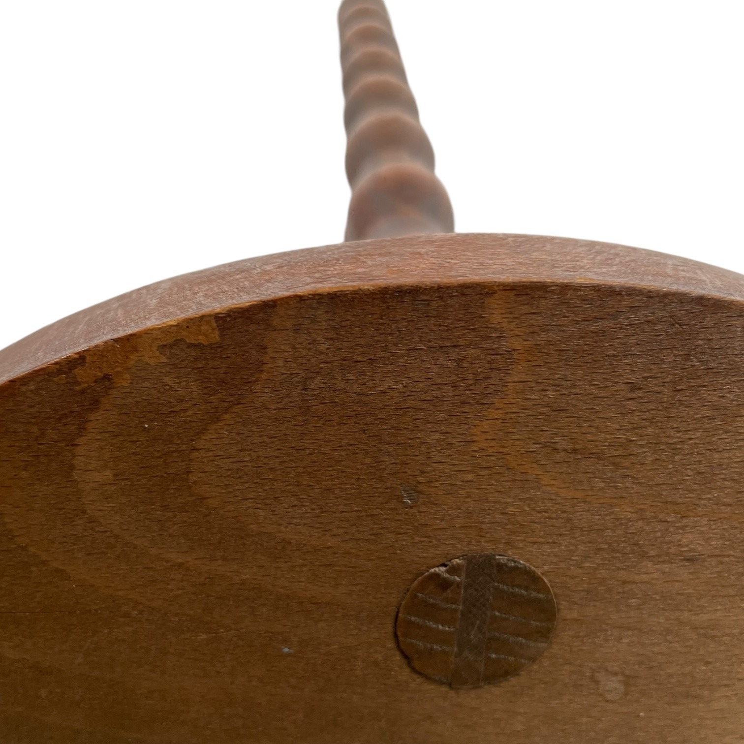 Vintage Stool French Medium Wooden Wood Bar Chair Seat Kitchen Table Farm D Shaped Seat Braced Tabouret c1960-70’s 6 Vintage Stool French Medium Wooden Wood Bar Chair Seat Kitchen Table Farm D Shaped Seat Braced Tabouret c1960-70's - Image 6