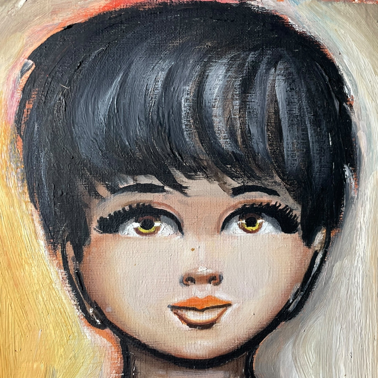 Vintage French Children Original Acrylic Painting “Siblings” Signed By Artist Agrurin Trey Painting On Canvas c1965 6 Vintage French Children Original Acrylic Painting "Siblings" Signed By Artist Agrurin Trey Painting On Canvas c1965 - Image 6