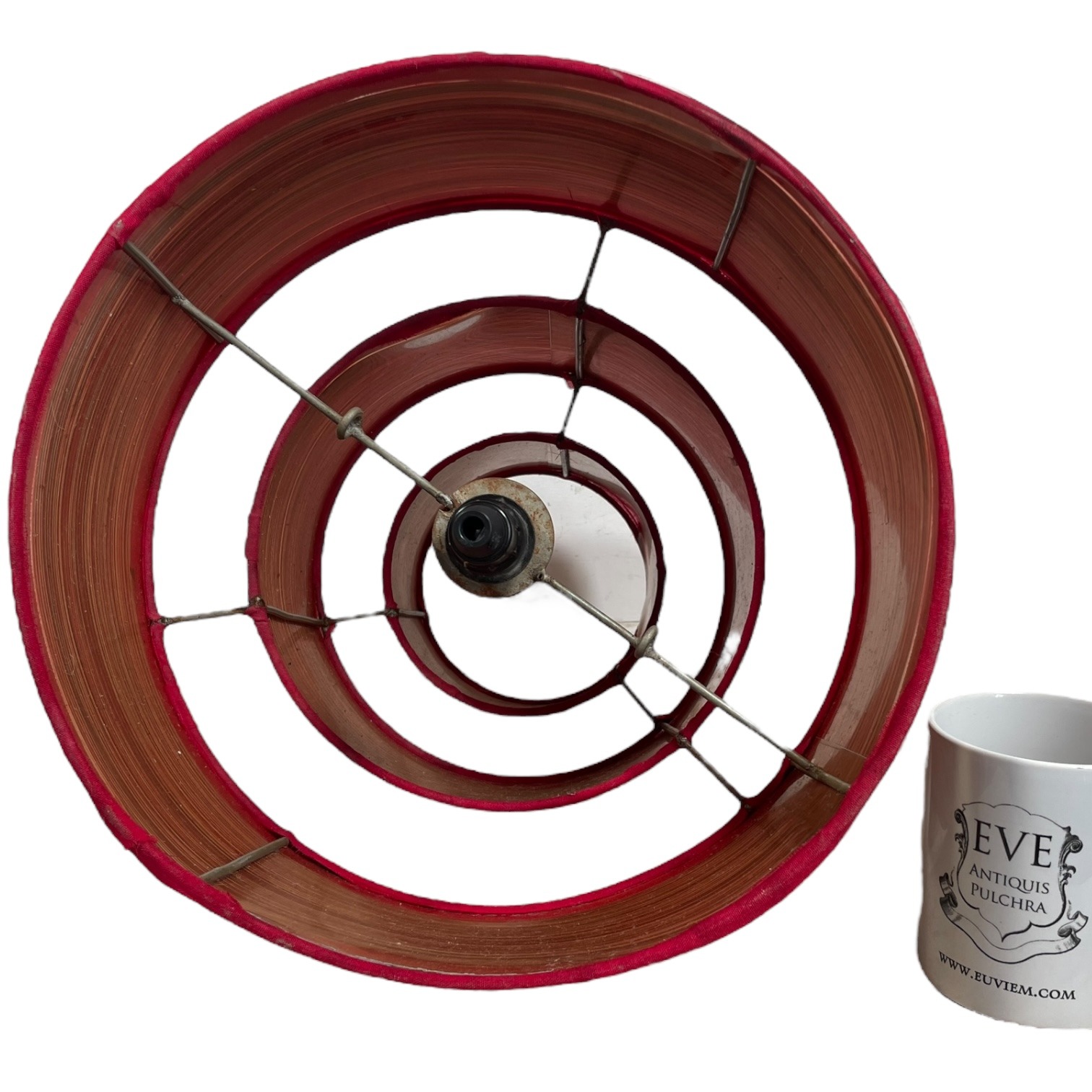 Vintage French Lame Gold Thread Red Lamp Shade Lampshade Desk Table Light DAMAGED c1970-80’s 7 Vintage French Lame Gold Thread Red Lamp Shade Lampshade Desk Table Light DAMAGED c1970-80's - Image 7