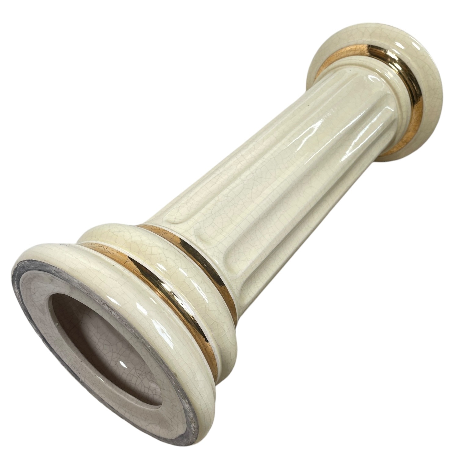 Vintage French Ceramic Pot Stand Plinth Gold Brown Beige Rest Brown Large Vase Pot Heavy c1980-90’s 7 Vintage French Ceramic Pot Stand Plinth Gold Brown Beige Rest Brown Large Vase Pot Heavy c1980-90's - Image 7