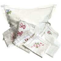 Vintage French Cotton Pillowcases x 7 Mixed Collection Embroidered Bed Linen Square Cushion Cover Pillows Case circa 1940-50’s Vintage French Cotton Pillowcases x 7 Mixed Collection Embroidered Bed Linen Square Cushion Cover Pillows Case circa 1940-50's