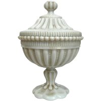 Vintage French White Vallerysthal Opaline Milk Glass Candy Dish Display Bowl c1930's