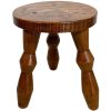 Vintage Stool French Wooden Kitchen Table Farm Chunky Brutalist Round Seat Plant Rest Stand Plinth Rustic Tabouret c1950-60's