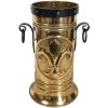Vintage French Villedieu Fleur De Lys Brass Handled Umbrella Walking Stick Stand Storage Container Hallway Entryway Fireplace c1990's