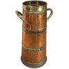 Vintage French Copper Metal Umbrella Walking Stick Stand Storage Pot Container Hallway Entryway Fireplace c1960-70's