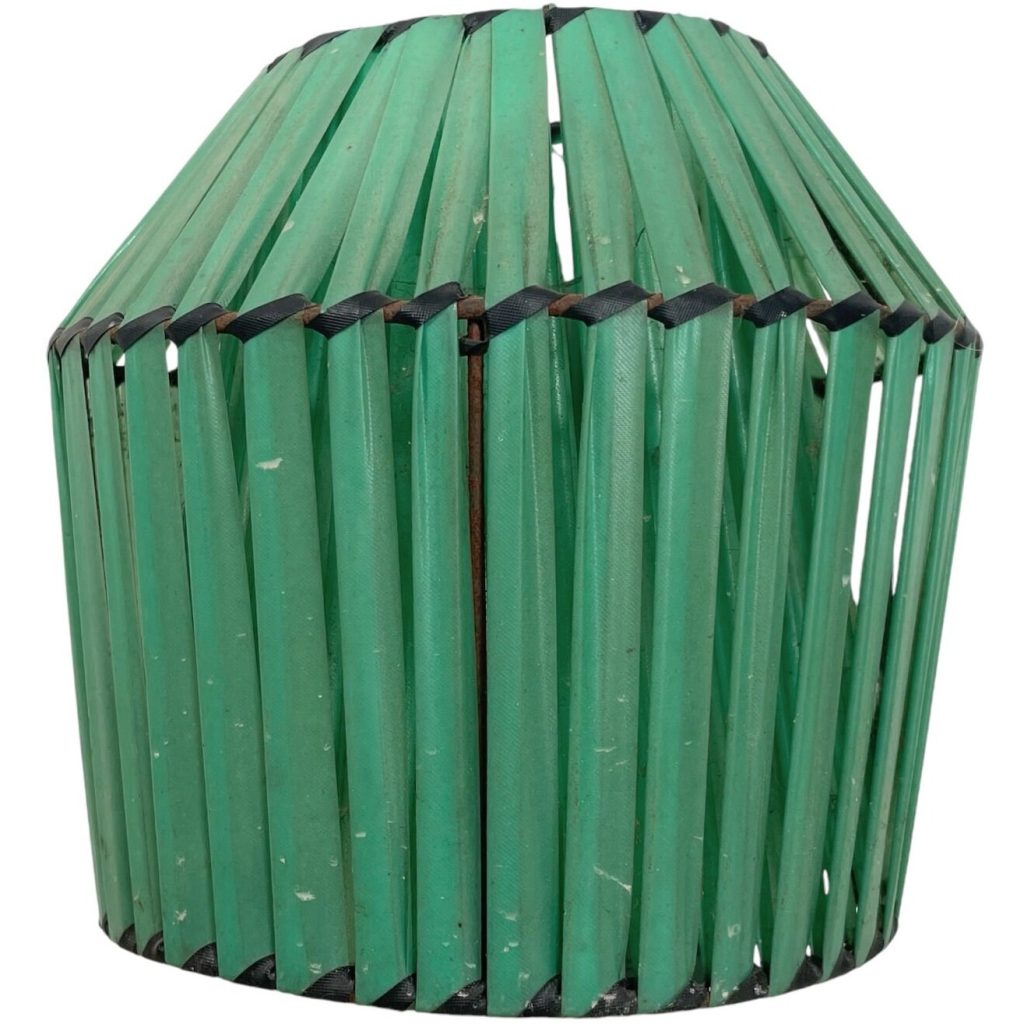 Vintage French Small Green Desk Bedside Lamp Shade Lampshade Desktop Light Damaged Dirty c1960's