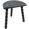 Vintage French Wooden Bobbin Leg Milking Stool Painted Black Seat Table Farm D Shaped Seat Plant Rest Stand Plinth Tabouret c1960's