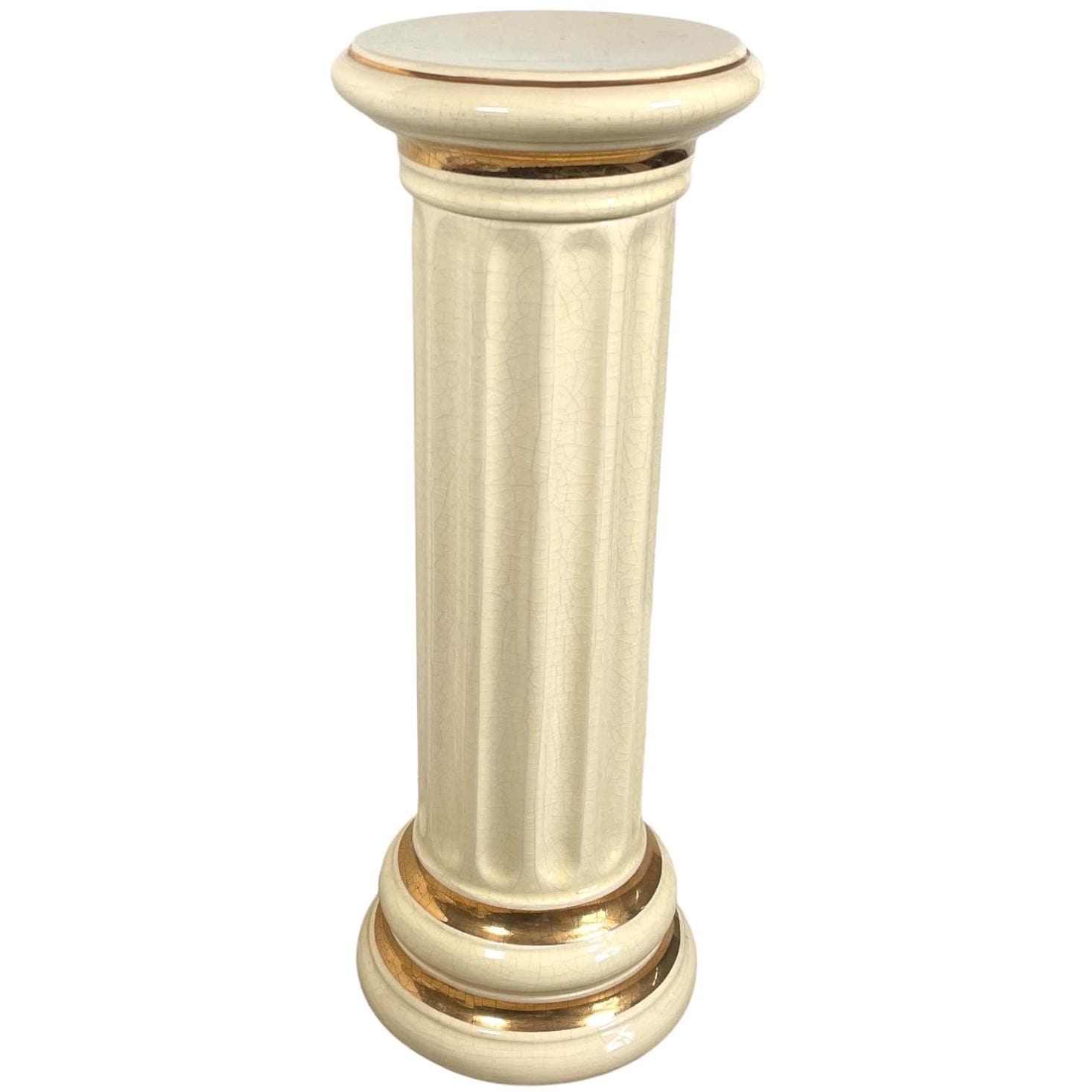 Vintage French Ceramic Pot Stand Plinth Gold Brown Beige Rest Brown Large Vase Pot Heavy c1980-90’s Vintage French Ceramic Pot Stand Plinth Gold Brown Beige Rest Brown Large Vase Pot Heavy c1980-90's