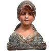 Antique French Plaster Girl In Bonnet Bust Head Ornament Figurine Display Gift Figurine Antiques c1900's