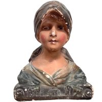 Antique French Plaster Girl In Bonnet Bust Head Ornament Figurine Display Gift Figurine Antiques c1900’s Antique French Plaster Girl In Bonnet Bust Head Ornament Figurine Display Gift Figurine Antiques c1900's
