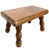 Vintage French Bench Stool Small Bobbin Table Footrest Step Kneeler Seat Side Stand Flower Pot Display Shelf Prop Tabouret c1960-70's