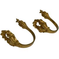 Vintage French Brass Curtain Hold Tie Back Fittings Hook Decorative circa 1940-50's