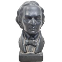 Vintage French Painted Black Plaster Bust Chopin Head Small Ornament Figurine Display Gift Writer Author Playwright c1970's