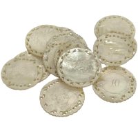 Antique Chinese INDIVIDUAL Lattice Edged Mother Of Pearl Circular People Scene Number 10 Gaming Chip Counter Token c1850's