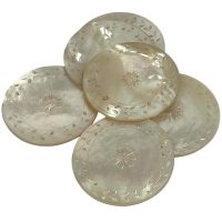 Antique Chinese INDIVIDUAL Mother Of Pearl Circular Flower Petal Leaf Gaming Chip Counter Token c1800's